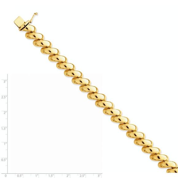 12mm 14k Yellow Gold Hollow San Marco Chain Necklace 17 Inch - Picture 3 of 6